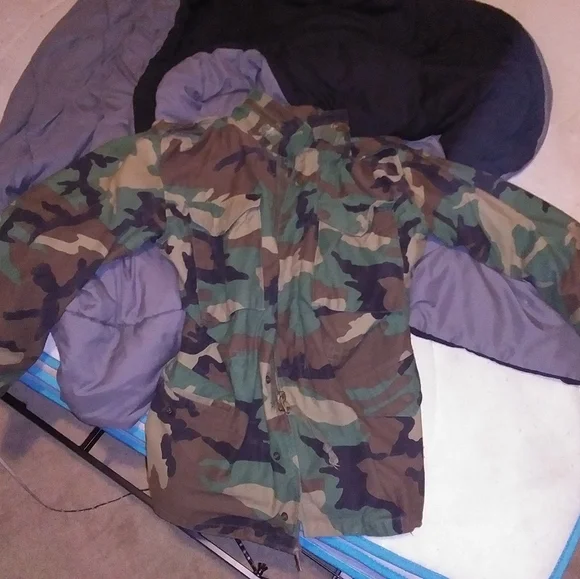 Mens military coat green camo made in the usa by sow-sew inc